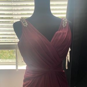 Floor length burgundy gown